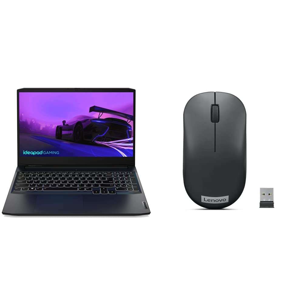 Lenovo IdeaPad Gaming 3 Intel Core i5 11th Gen 15.6" (39.62cm) FHD IPS & 130 Wireless Compact Mouse, 1K DPI Optical Sensor, 2.4GHz Wireless NanoUSB, 10m Range, 3button(Left,Right,Scroll) 1