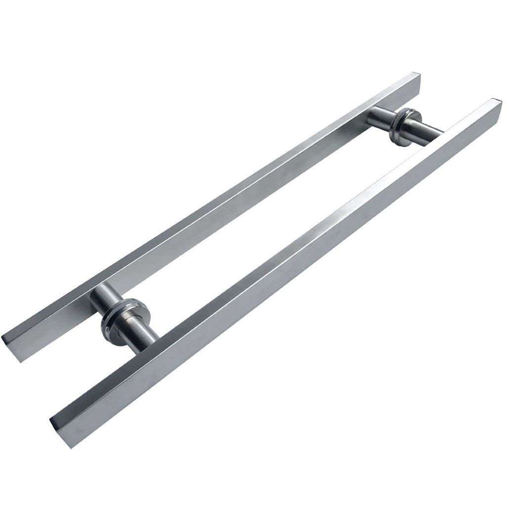 JF-Handrails Heavy Stainless Steel Door Handles, Square Tube Sliding Door Handle, Suitable for Glass Door/Wooden Door/barn Door, 12080cm 1