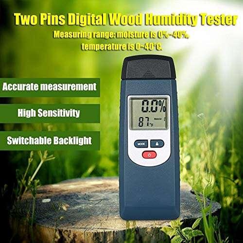 Z.L.FFLZ Moisture Detector Two Pins Digital Wood Moisture Meter Humidity Temperature Test Percent Accuracy Thermometer Hygrometer Detector Mini Tool 2