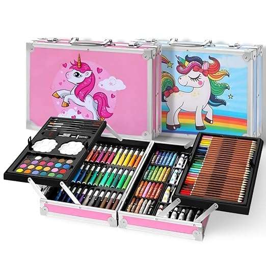 145 pcs Artist Colour Set -Multiple Kit, Professional Drawing Color Pencils, Oil Pastel, Sketches, Water Colors and Acrylict Craft 1