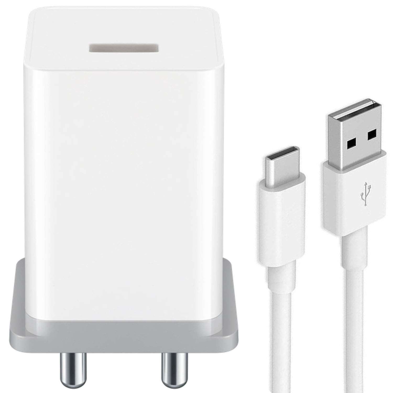 5W to 15W Charger for OPPO A52 / A 52 Charger Original Adapter Like Wall Charger | Mobile Charger | Fast Charger | Android USB Charger With 1 Meter USB Type C Charging Data Cable (2.4 Amp, TOC8, White)