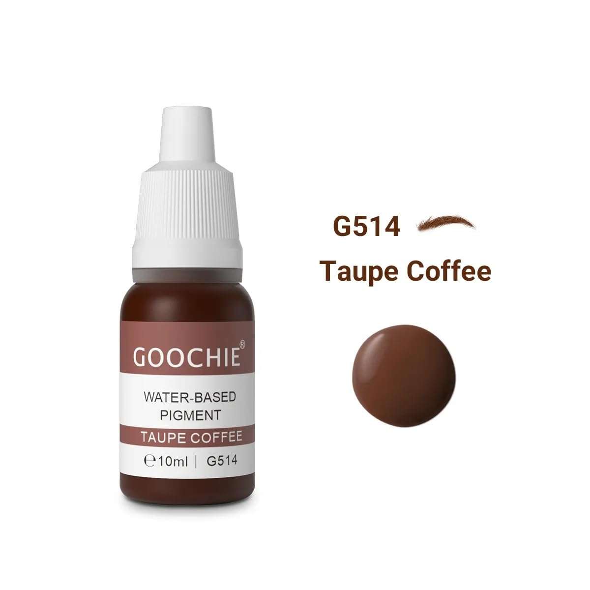 Goochie Superior Semi Organic Liquid Water Based Micro Pigment EU Standard Machine Permanent Makeup Pigment 10ml Eyebrow Pigment Taupe Coffee - G514 3