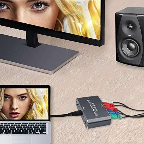 Hdiwousp 1080P HDMI to Component(YPbPr/RGB/ 5RCA) Scaler Converter(with Scaler Function, Aluminum) for DVD, Ruku Player, TV Stick to HDTV Monitor 6