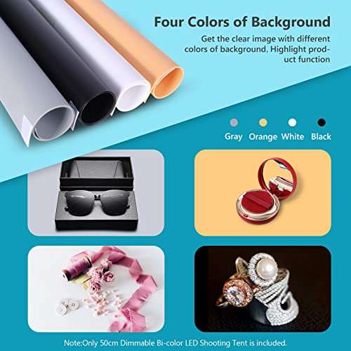 Neewer Bi-Color Dimmable 3000K-6500K Photo Studio Light Box 20 Inches Shooting Light Tent Foldable Portable Professional Booth Table Top Photography Lighting Kit 160 LED Lights 4 Color Backdrops 4