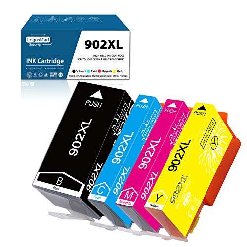 LOGASMART Compatible Ink Cartridge Replacement for HP 902 902XL Ink Cartridge for HP Printer Combo Pack to Use with OfficeJet Pro 6978 6975 6958 6950 6962 Printers (1 Black|1 Yellow|1 Magenta|1 Cyan) 1