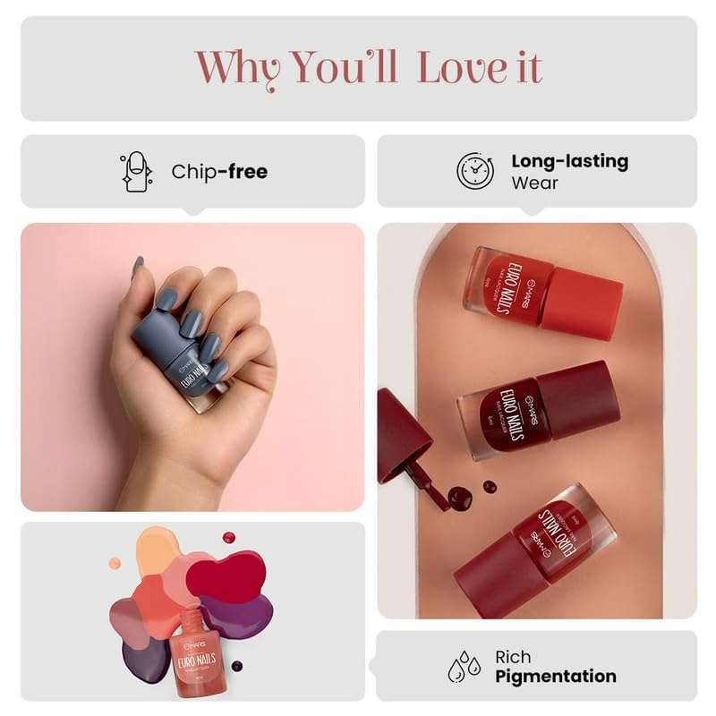MARS EURO Nail Lacquer | Glossy Gel Finish | Rich Pigmentation | Chip Free | Quick Drying Formula | Long Lasting Nail Polish for Women | (6.0 ml) (Shade-61) 5