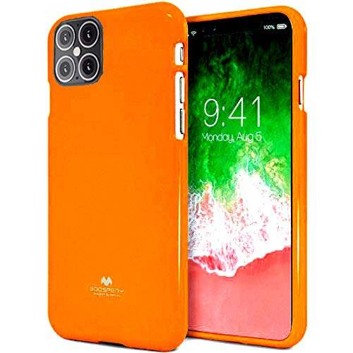 Mooya Jelly Series [Thin Slim] Phone Case [Flexible] Pearl Glitter Jelly [Drop Protection] Reinforced TPU Case [Lightweight] Bumper Cover for（iPhone 12 Pro MAX,Neon Orange 1