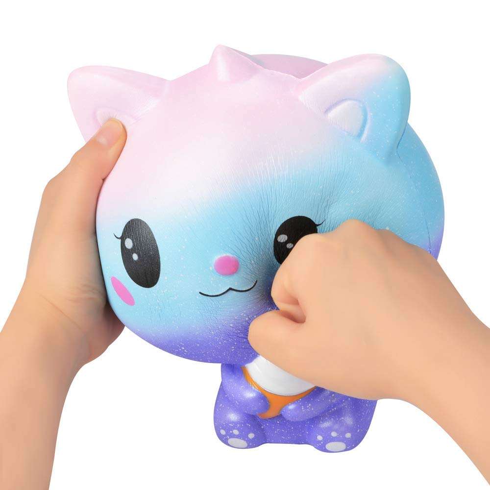 Ganjiang Kawaii Giant Animal Squishy Jumbo Soft Slow Rising Soft Stress Relief Toy, Kids Gifts, Home Decor,Collections (Blue Ice Cream Cat) 3