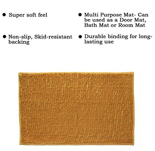 Home Candy Coral Collection Modern Chenille Mat - 16" x 24", Beige 3