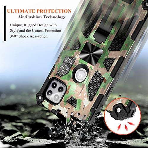 NZND for Motorola One 5G Ace Case (One 5G UW Ace) with Tempered Glass Screen Protector (Maximum Coverage), Full-Body Protective Shockproof [20FT Mil-Grade Drop Tested] Heavy-Duty Case (Camo) 5