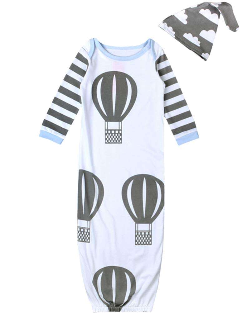 COLOOM Infant Baby Sleep Nest Baby Printed Sleeping Bag Cotton Swaddle & Cloud Hat (Balloon, 0-12Months) 1