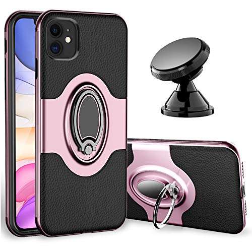 eSamcore iPhone 11 Case - Ring Holder Kickstand Cell Phone Cases + Magnetic Phone Car Mount for Apple iPhone 11 6.1 Inch 2019 [Rose Gold] 1