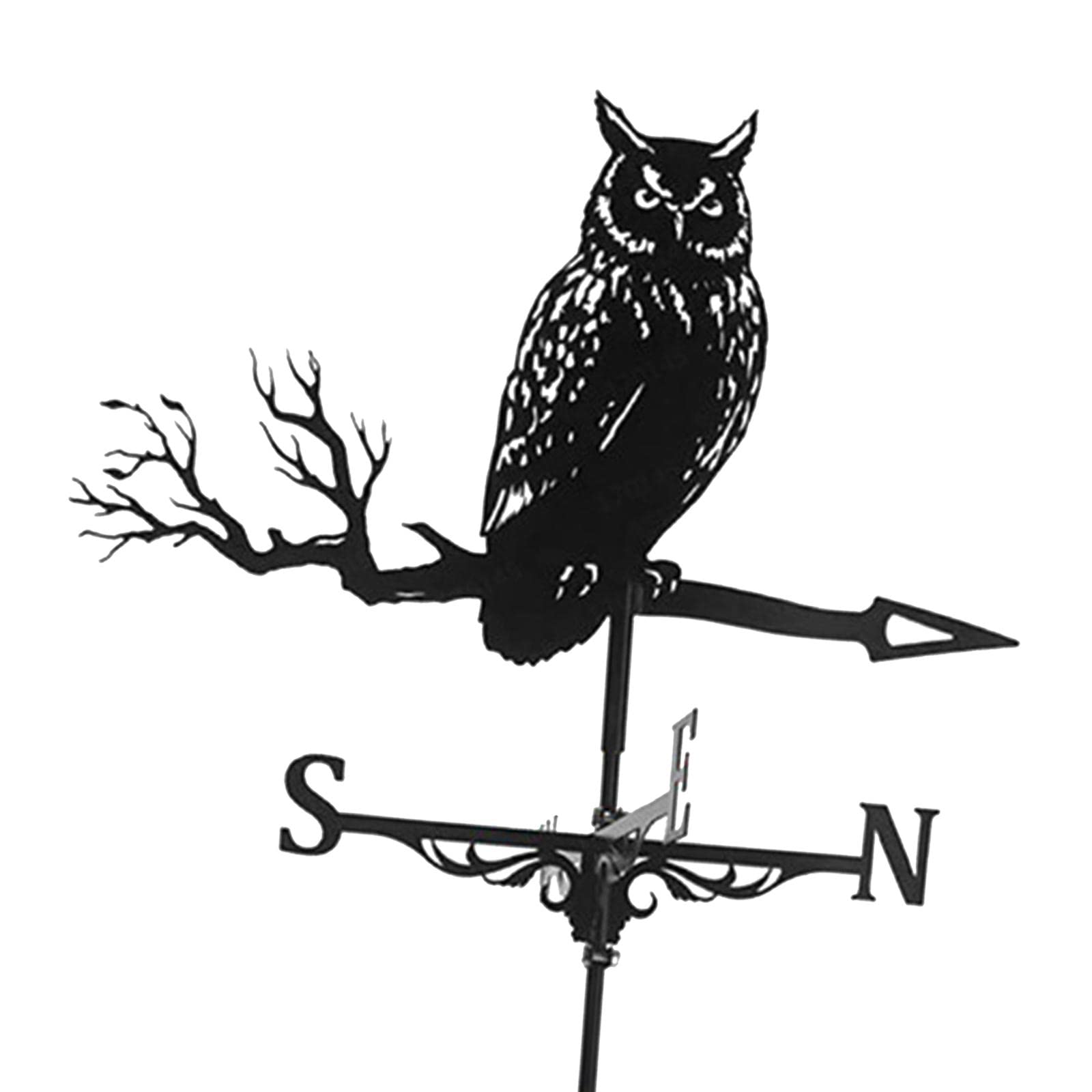 Generic Retro Iron Black Owl Weathervane Fence Mount Weather Vane Barn Ornament 3