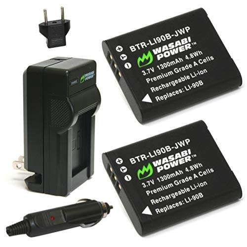Wasabi Power DB-110 Battery (2-Pack) and Charger for Ricoh GR III, GR IIIx, Theta X, WG-6, and G900, G900 II, G900SE II