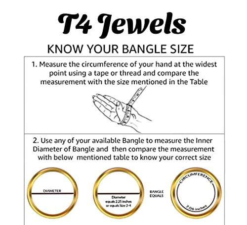T4 Jewels Designer Glass Bangles/Kada Set Zircon Stones Studded for Women & Girls Specially for Party, Wedding & Marriage - (Set of 2)_Yellow_2.6 4