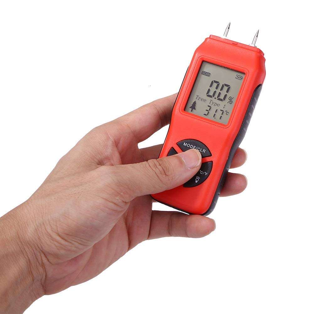 Z.L.FFLZ Moisture Detector Handheld Two Pins Digital Wood Moisture Meter Humidity Tester Timber Damp Detector with LCD Display Probe Range 2% - 70% Mini Tool 1