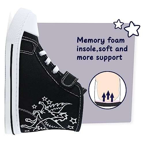 K KomForme Toddler Sneakers Girls Canvas High Top Walking Shoes with Hook and Loops 6