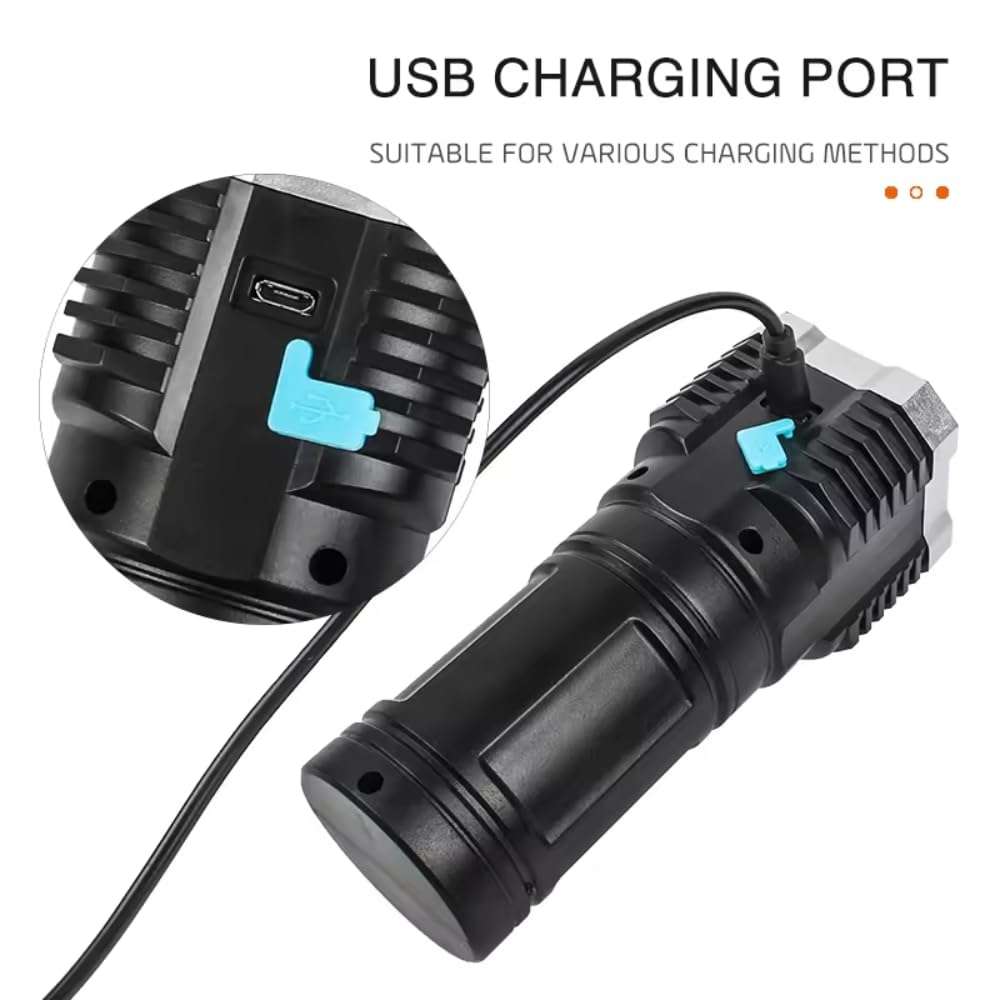 Drumstone (Summer Offer with 15 Years Warranty 4LED Outdoor COB Side Light Flashlight - USB Rechargeable, Waterproof, Portable Torch for Camping, Fishing, Hiking|Best for Gifting 5