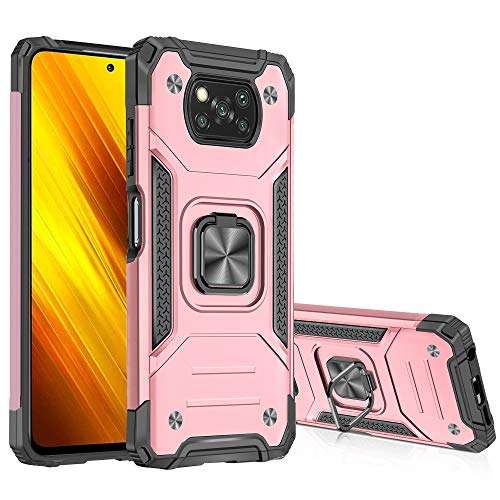 Galaxy A53 5G Case with Kickstand Heavy Duty Protection [Dual Shockproof] Support Magnetic Car Mount Cover Compatible Samsung Galaxy A53 (5G) (Poco X3 NFC, Rose Gold) 1