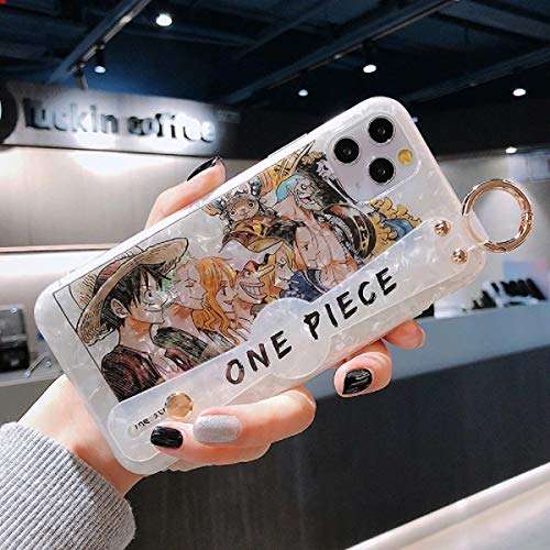 Anime One Piece Luffy Zoro Straw Hat Phone Case for iPhone 11 12 Mini Pro Max X XS Max XR 6 6S 7 8 Plus SE 2020 Soft TPU Wrist Strap Holder Cover(1, iPhone 7 8/ SE 2020) 1