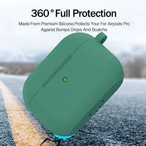 Vabogu AirPods Pro Case Silicone Protective Cover Skin Compatible with AirPods Pro(Front LED Visible), Dark Green (11) 5