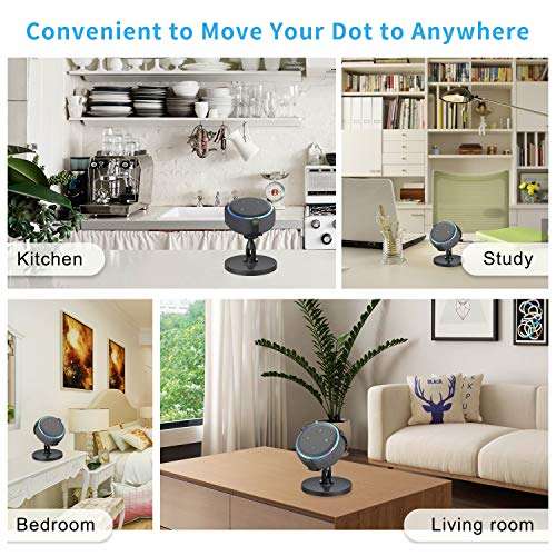 【Dot 3rd Generation Stand】 Table Holder for Echo Dot 3rd Generation, 360° Adjustable Stand Bracket Mount, Space-Saving Dot Accessories, No Muffled Sound Original Outlet Hanger for Smart Home Speaker 6