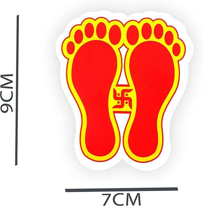 Indian Art & Crafts laxmi charan paduka sticker set of 10 piece feet for puja aarti diwali home and office entrance decoration hindu pooja mandir temple 2