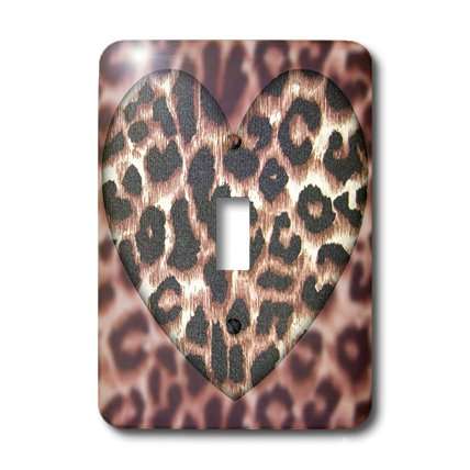 3dRose lsp_30867_1 Brown Leopard Heart Animal Print Trendy Fashion Toggle Switch, Multi-Color 2
