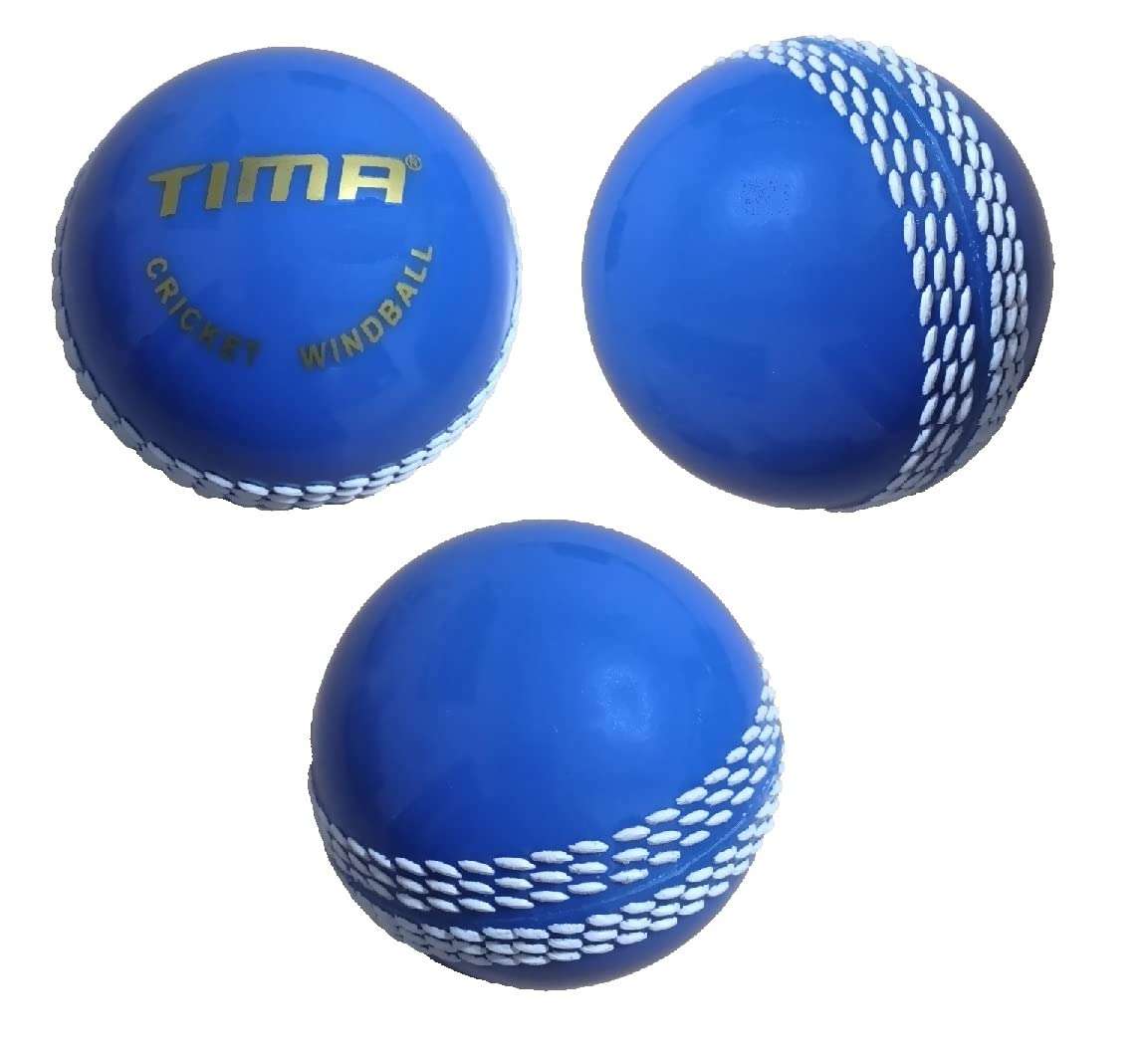 TIMA Synthetic Cricket Ball Poly Hard Cricket Balls - Indoor & Outdoor Training Cricket Ball for Coaching Practice (Blue Pack of 3) 1