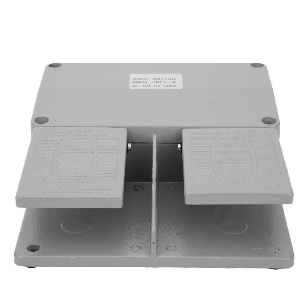 Foot Switch,Dual Foot Pedal Switch,Momentary Foot Operated Pedal Controller Power Switch 380VAC 10A, for lathes,Drills, Punching Machines,