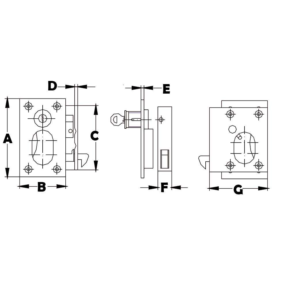 White Water S12-410 Stainless Steel Sliding Door Lock Set with Key 2