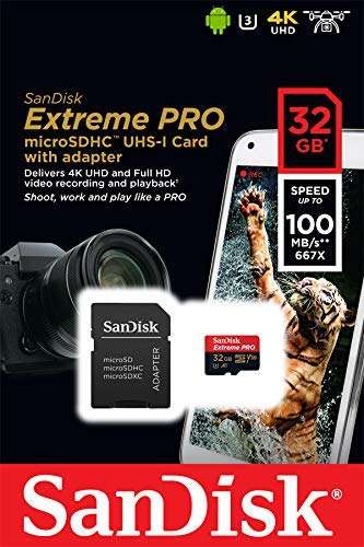 SanDisk Extreme Pro 32GB Micro Memory Card 4K V30 U3 SDHC Works with DJI Mavic Mini Drone Bundle with (1) Everything But Stromboli MicroSD & SD Card Reader 2