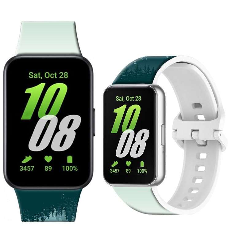 LIKLNAPQ Compatible with Galaxy Fit3 Band for Women&Men, Soft Silicone Replacement Straps Adjustable Sport Wristbands for Galaxy Fit 3 SM-R390 Smartwatch(Beautiful Green Mountain)