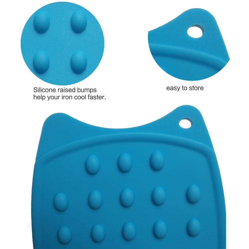 Tangser Multipurpose Silicone Iron Rest Pad for Ironing Board Hot Resistant Mat,Silicone Heat Resistant Iron Rest Pad (Blue) 4