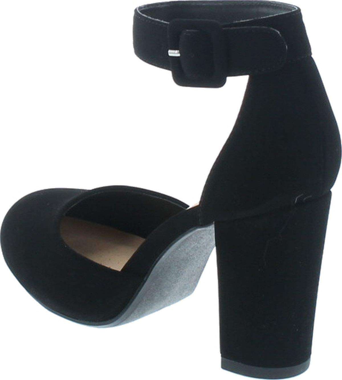 City Classified Comfort Women's Nola Faux Nubuck Leather Mary Jane Chunky High Heelmve shoes kaili BLACK SIZE 8.5 4