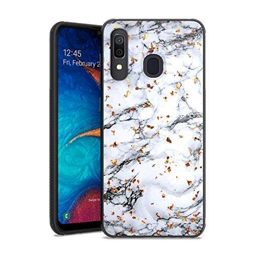 EnCASEs Cell Phone Case for Samsung Galaxy A20 / A30 / A50, TPU Chrome Flake Marble Hybrid Bumper Shockproof Anti-Slip Case Cover, White 1