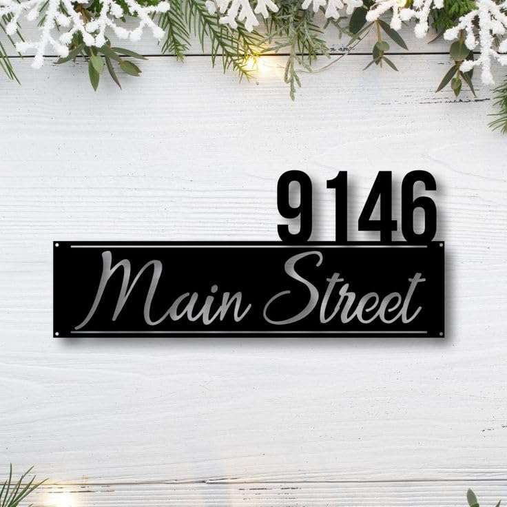 The C A F Customized Personalized Stainless Steel Black Letter Cutout Name Plate – Name Plate for Home Entrance House Doors, Stylish, Outdoor & Indoor, Waterproof (14 x 7 inch) 4