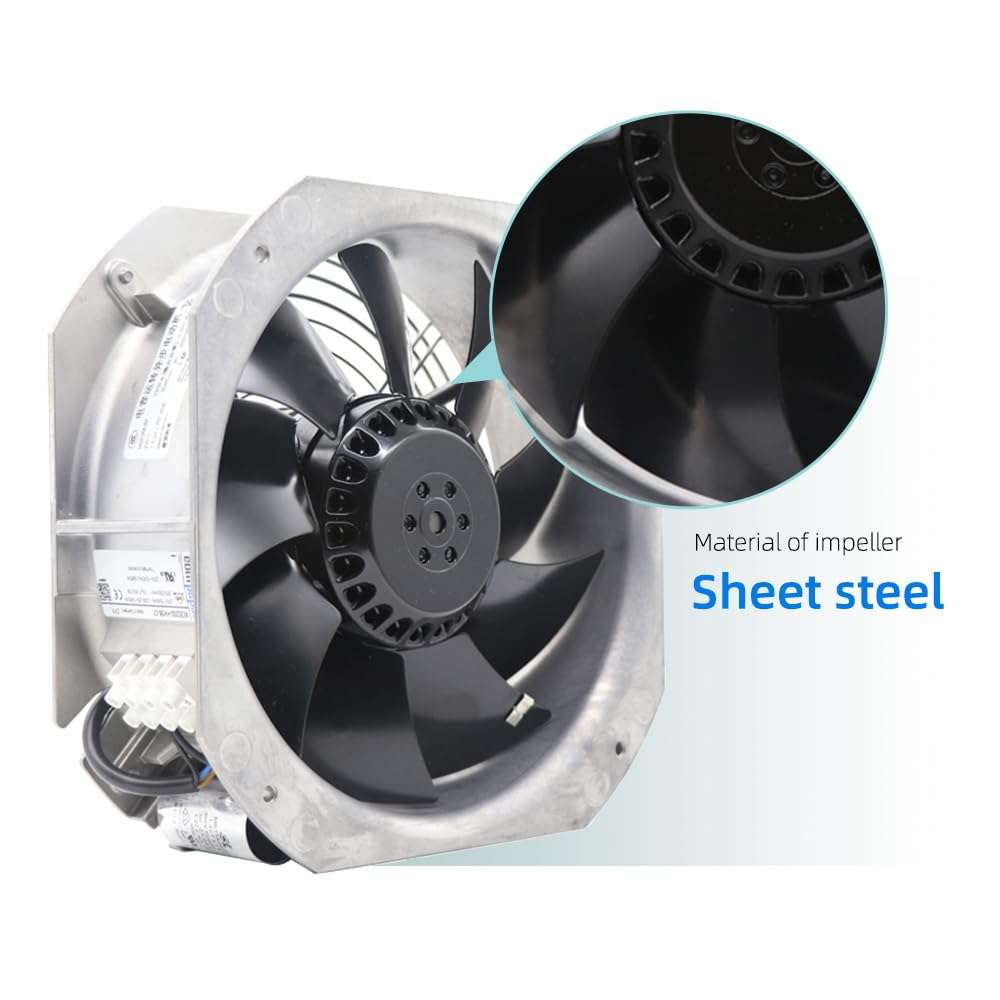 W2E200-HH38-07 eBm Papst W2E200HH3807 2800RPM 230V AC Axial Compact Fan 450CFM 0.29A/0.35A 64W/80W Ball Bearing Fan Dust Proof Ventilation Fans for Control Cabinet HVAC Cooling 6