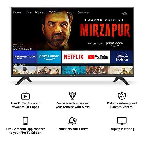 Onida 108 cm (43 inches) Full HD Smart IPS LED Fire TV 43FIF (Black) (2020 Model) | Voice Remote with Alexa 4