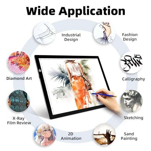 Black A4 Dimmable LED Artcraft Light Box Tracer Slim Light Pad Portable Tablet, USB Power Cable Copy Drawing Board Tracing Table for Artists Designing, Animation, Sketching, Stenciling X-ray Viewing 6
