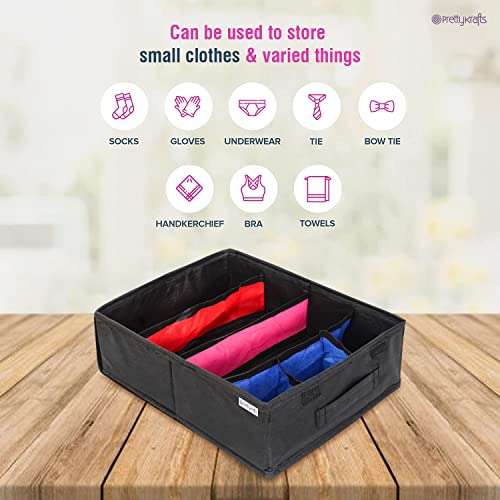 PrettyKrafts Fabric Lingerie Organizer | Bra Organiser | Undergarments Storage Box- Red 2