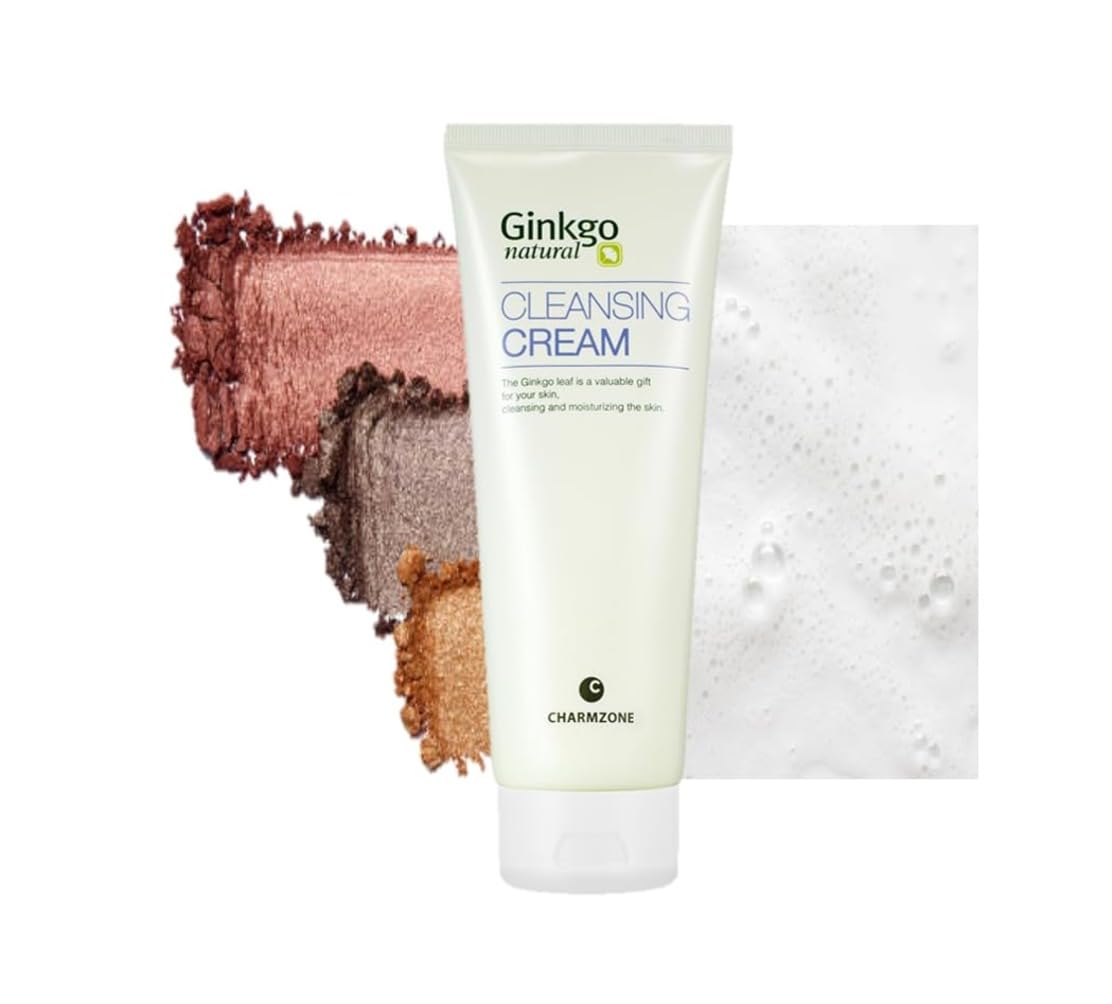 CHARMZONE Ginkgo Natural Cleansing Cream Makeup Remover, Deep Facial Cleanser for All Skin Types, Gentle Hydrating Korean Cleanser with Ginkgo Leaf Extract, Non-Greasy Rinse-Off, 7.06 oz K-Beauty