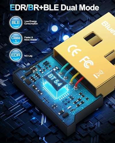 5.4 USB Bluetooth Adapter for PC, Bluetooth Dongle, Plug-and-Play for PC, Laptop, Mouse, Keyboard, Headsets, Speakers, Support Windows 11/10/8.1/7 2