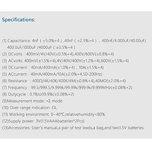 KOVOSCJ Handheld Tester Portable LCD Screen Digital Multimeter 4000 Counts Current Voltage Ohm Tester Auto Range Ammeter ZT100 Multifunctional Digital Tester 6