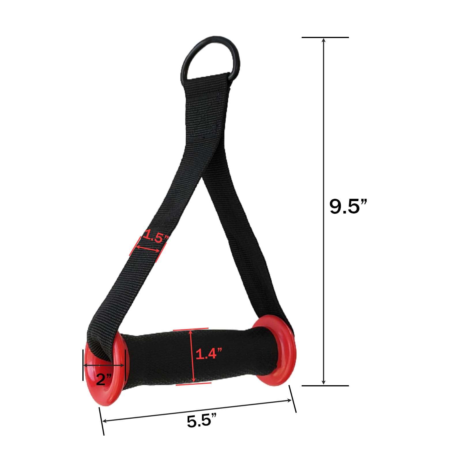 Heavy-Duty Non-Slip Grips for Bands & Cables Super Comfort-Cushioned Handles Upgrade Strength Training,Home Gym & Rehab Secure Grip,Black and Red 3