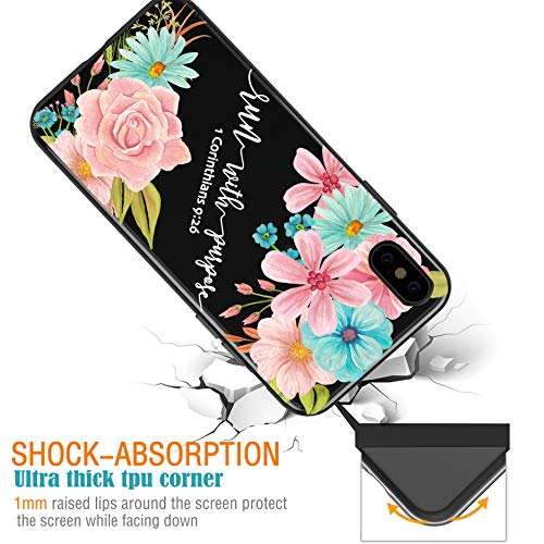 iPhone XR Case,Stunning Spring Flowers Floral Bible Verse Run with Purpose Clear Soft Anti Scratch Shockproof Protective Case Cover for Apple iPhone XR 6.1 inch 5