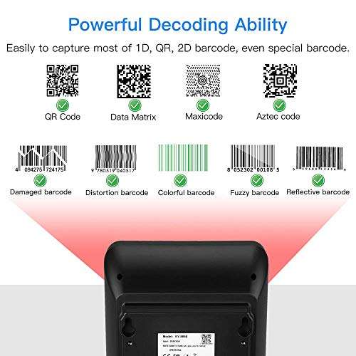 Eyoyo Hands-Free 2D QR Barcode Scanner, Omnidirectional Desktop Automatic 1D Barcode Reader Big Scan Window to Read PDF417 on ID Card, Driver's License, Passport for Supermarket Library Retail Store 5