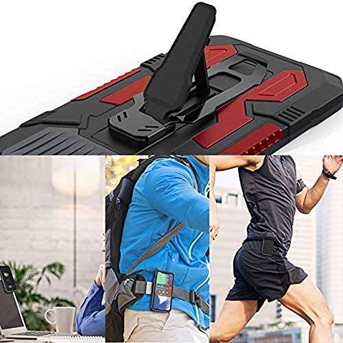 Compatible with Samsung Galaxy A21S Case,with [2 Pack] Tempered Glass Screen Protector,15ft. Drop Tested Protective Case| Kickstand || Heavy-Duty || Belt Clip |for Samsung A21s -RED 6