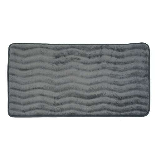 Microfiber Memory Foam Bath Mat - Oversized Padded Accent Rug with Wave Pattern for Bathroom, Kitchen, and Laundry Room by Lavish Home (Platinum) 60” L x 24.25” W x .625” Thick 1