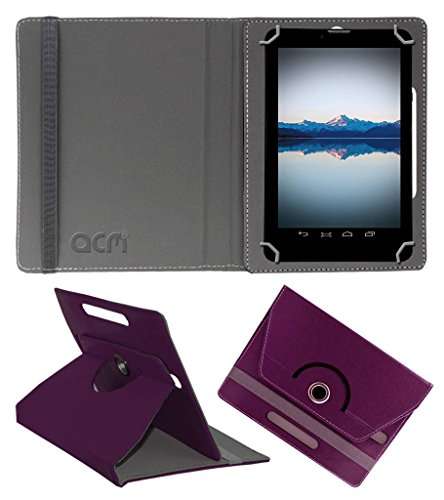 Acm Rotating Leather Flip Case Compatible with Datawind Moregmax 4g7 4g Tablet Cover Stand Purple 1